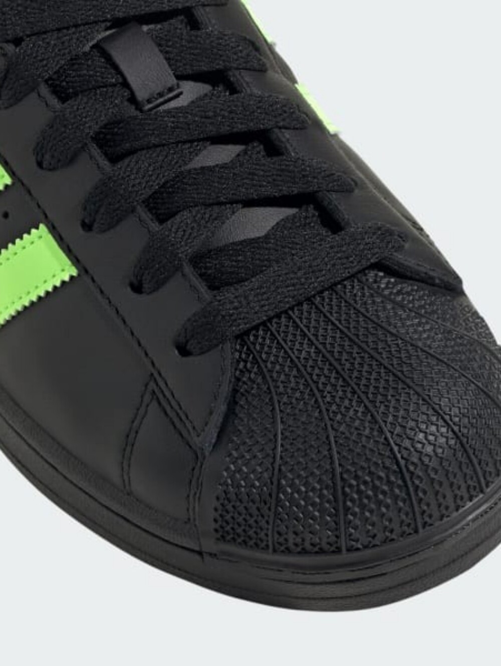 SUPERSTAR ADIDAS II Shell Top Sneakers Black Neon Green Girls WOMENS SIZE 7 - Picture 4 of 7